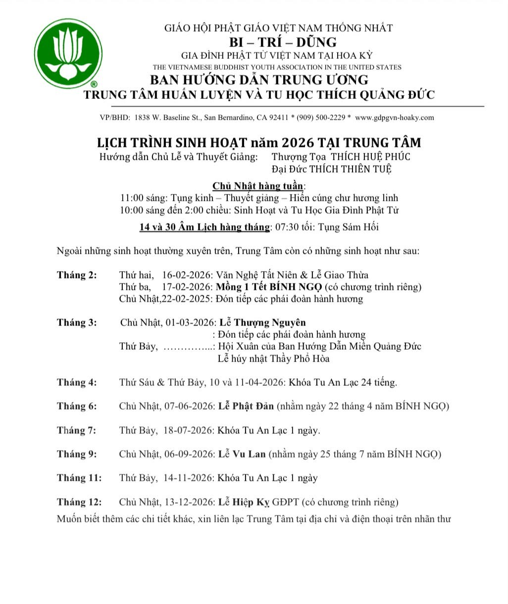 Thông báo tu học